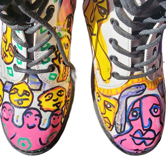 Custom One of a Kind Hand Painted Combat Boots Womens Size 7 - Picture 5 of 8